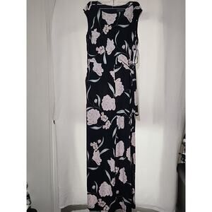 Jessica Howard Size 8P Black Stretch Velvet Jumper Jumpsuit One Piece Tie Belt